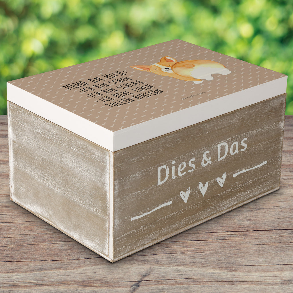 Holzkiste Corgie Po Holzkiste, Kiste, Schatzkiste, Truhe, Schatulle, XXL, Erinnerungsbox, Erinnerungskiste, Dekokiste, Aufbewahrungsbox, Hund, Hundemotiv, Haustier, Hunderasse, Tierliebhaber, Hundebesitzer, Sprüche, Corgie, Hundeliebe, Motivation, Selbstliebe, Spruch