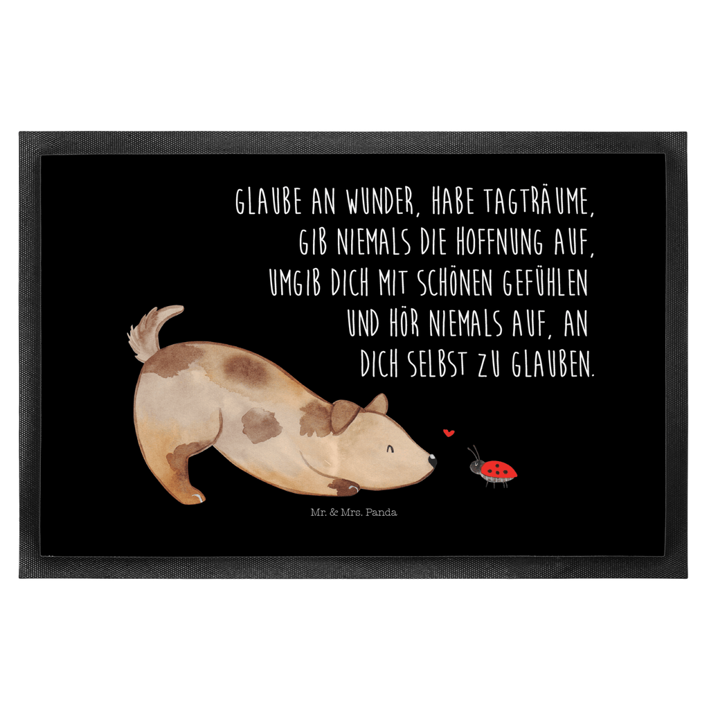 Fußmatte Hund Marienkäfer Hund, Hunde, Hundespruch, Sprüche, Marienkäfer, Mischling, Mischlinghund Türvorleger, Schmutzmatte, Fußabtreter, Matte, Schmutzfänger, Fußabstreifer, Schmutzfangmatte, Türmatte, Motivfußmatte,  Haustürmatte, Vorleger  Hund, Hundemotiv, Haustier, Hunderasse, Tierliebhaber, Hundebesitzer, Sprüche