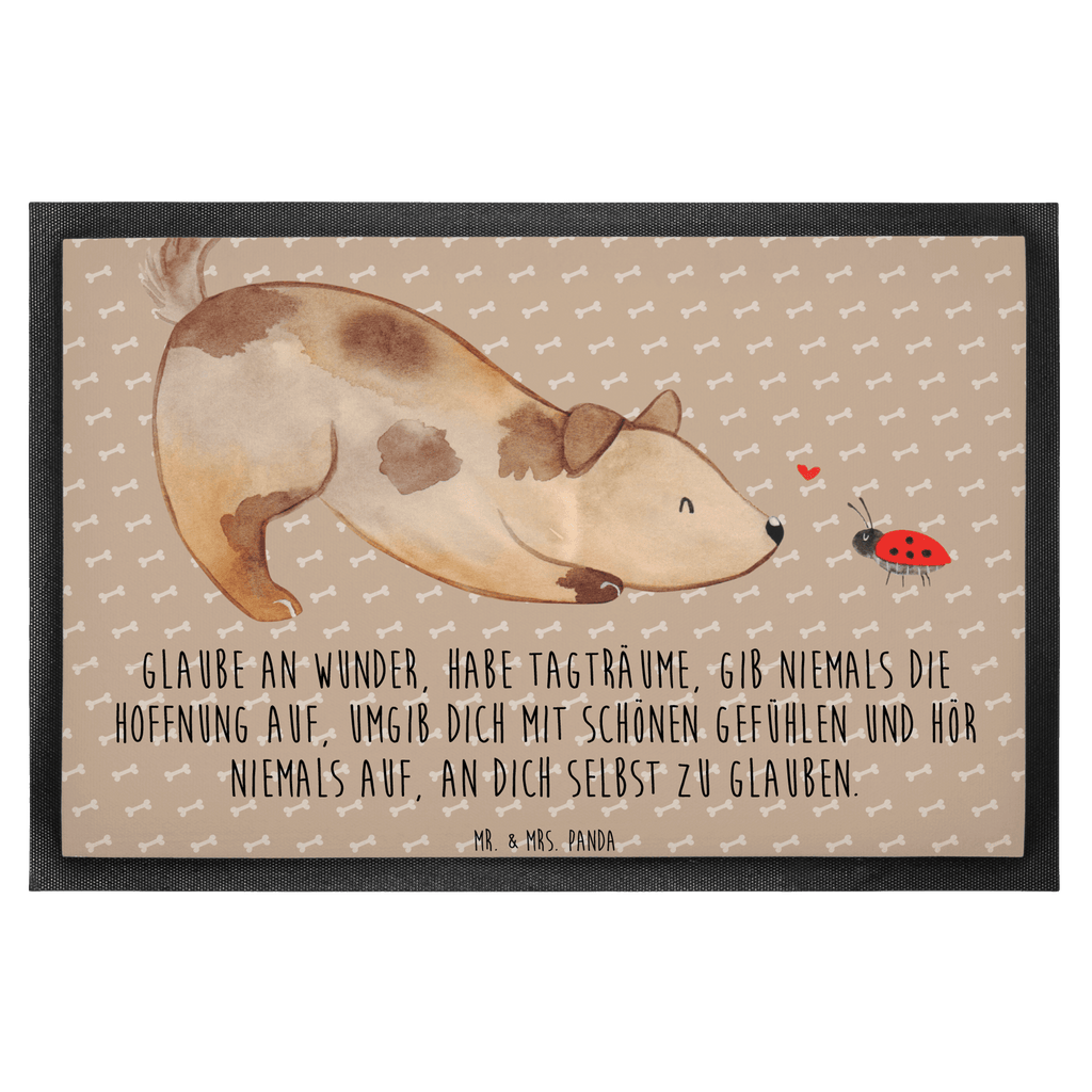 Fußmatte Hund Marienkäfer Hund, Hunde, Hundespruch, Sprüche, Marienkäfer, Mischling, Mischlinghund Türvorleger, Schmutzmatte, Fußabtreter, Matte, Schmutzfänger, Fußabstreifer, Schmutzfangmatte, Türmatte, Motivfußmatte,  Haustürmatte, Vorleger  Hund, Hundemotiv, Haustier, Hunderasse, Tierliebhaber, Hundebesitzer, Sprüche