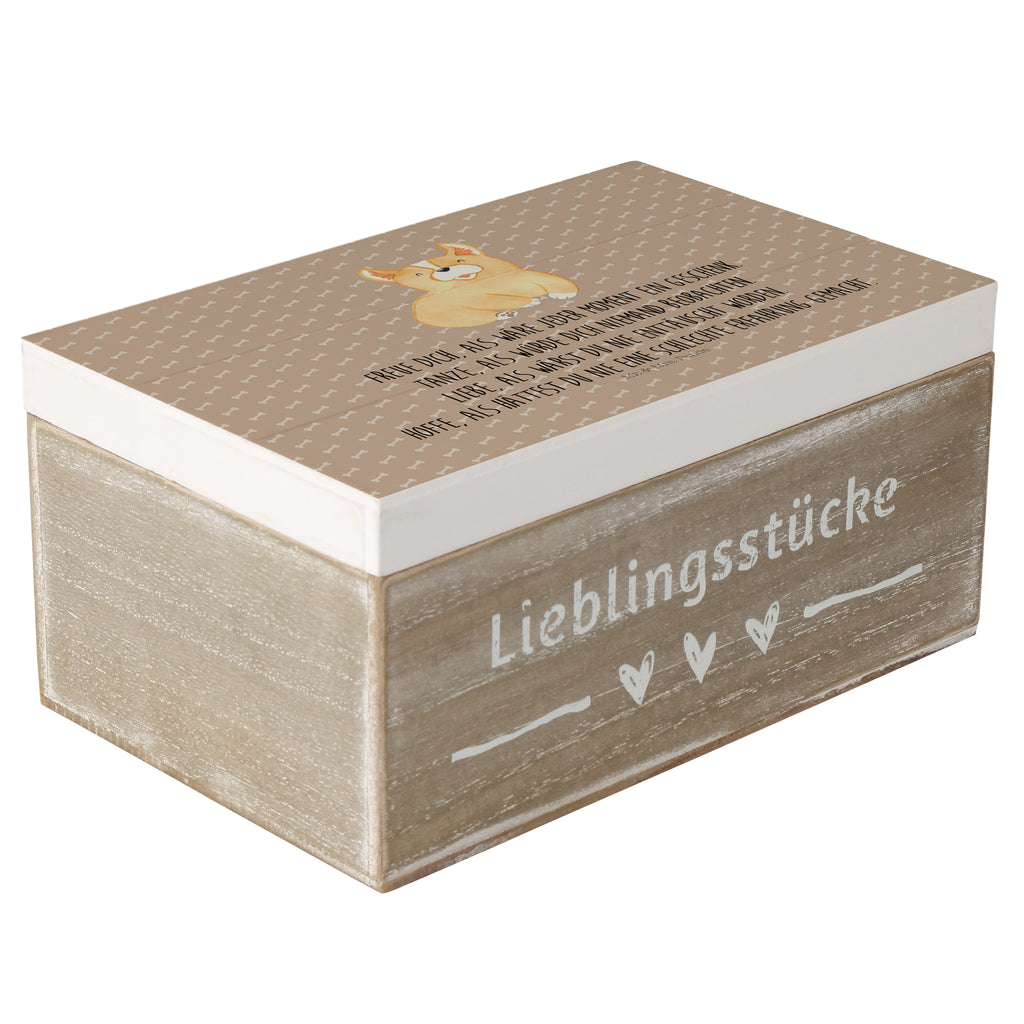 Holzkiste Corgie Holzkiste, Kiste, Schatzkiste, Truhe, Schatulle, XXL, Erinnerungsbox, Erinnerungskiste, Dekokiste, Aufbewahrungsbox, Hund, Hundemotiv, Haustier, Hunderasse, Tierliebhaber, Hundebesitzer, Sprüche, Corgie, Welsh Corgie Pembroke, britisch, Motivation, Spruch, Hundespruch, Lebensfreude