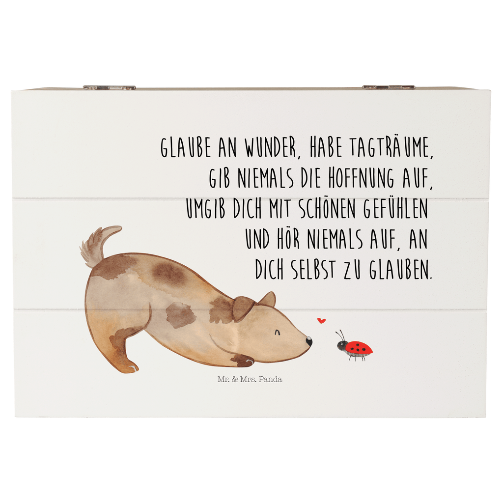 Holzkiste Hund Marienkäfer Holzkiste, Kiste, Schatzkiste, Truhe, Schatulle, XXL, Erinnerungsbox, Erinnerungskiste, Dekokiste, Aufbewahrungsbox, Hund, Hundemotiv, Haustier, Hunderasse, Tierliebhaber, Hundebesitzer, Sprüche, Hunde, Hundespruch, Marienkäfer, Mischling, Mischlinghund