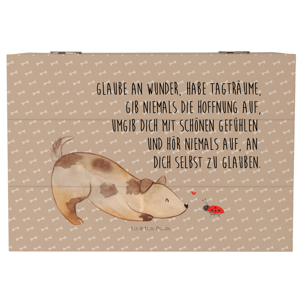 Holzkiste Hund Marienkäfer Holzkiste, Kiste, Schatzkiste, Truhe, Schatulle, XXL, Erinnerungsbox, Erinnerungskiste, Dekokiste, Aufbewahrungsbox, Hund, Hundemotiv, Haustier, Hunderasse, Tierliebhaber, Hundebesitzer, Sprüche, Hunde, Hundespruch, Marienkäfer, Mischling, Mischlinghund