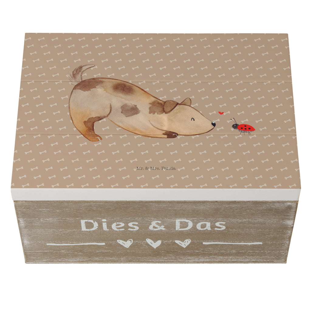 Holzkiste Hund Marienkäfer Holzkiste, Kiste, Schatzkiste, Truhe, Schatulle, XXL, Erinnerungsbox, Erinnerungskiste, Dekokiste, Aufbewahrungsbox, Hund, Hundemotiv, Haustier, Hunderasse, Tierliebhaber, Hundebesitzer, Sprüche, Hunde, Hundespruch, Marienkäfer, Mischling, Mischlinghund