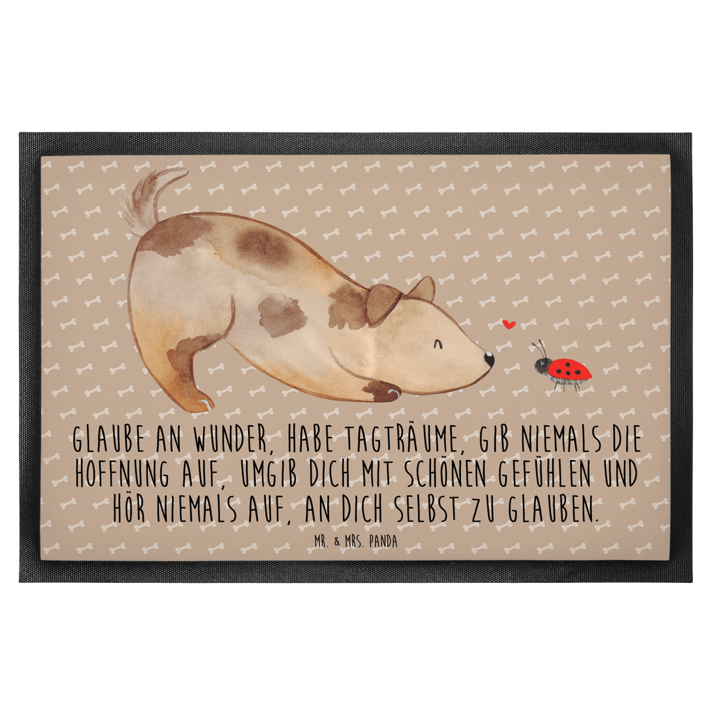 Fußmatte Hund Marienkäfer Hund, Hunde, Hundespruch, Sprüche, Marienkäfer, Mischling, Mischlinghund Türvorleger, Schmutzmatte, Fußabtreter, Matte, Schmutzfänger, Fußabstreifer, Schmutzfangmatte, Türmatte, Motivfußmatte,  Haustürmatte, Vorleger  Hund, Hundemotiv, Haustier, Hunderasse, Tierliebhaber, Hundebesitzer, Sprüche