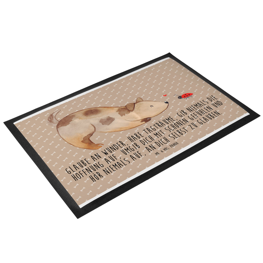 Fußmatte Hund Marienkäfer Hund, Hunde, Hundespruch, Sprüche, Marienkäfer, Mischling, Mischlinghund Türvorleger, Schmutzmatte, Fußabtreter, Matte, Schmutzfänger, Fußabstreifer, Schmutzfangmatte, Türmatte, Motivfußmatte,  Haustürmatte, Vorleger  Hund, Hundemotiv, Haustier, Hunderasse, Tierliebhaber, Hundebesitzer, Sprüche