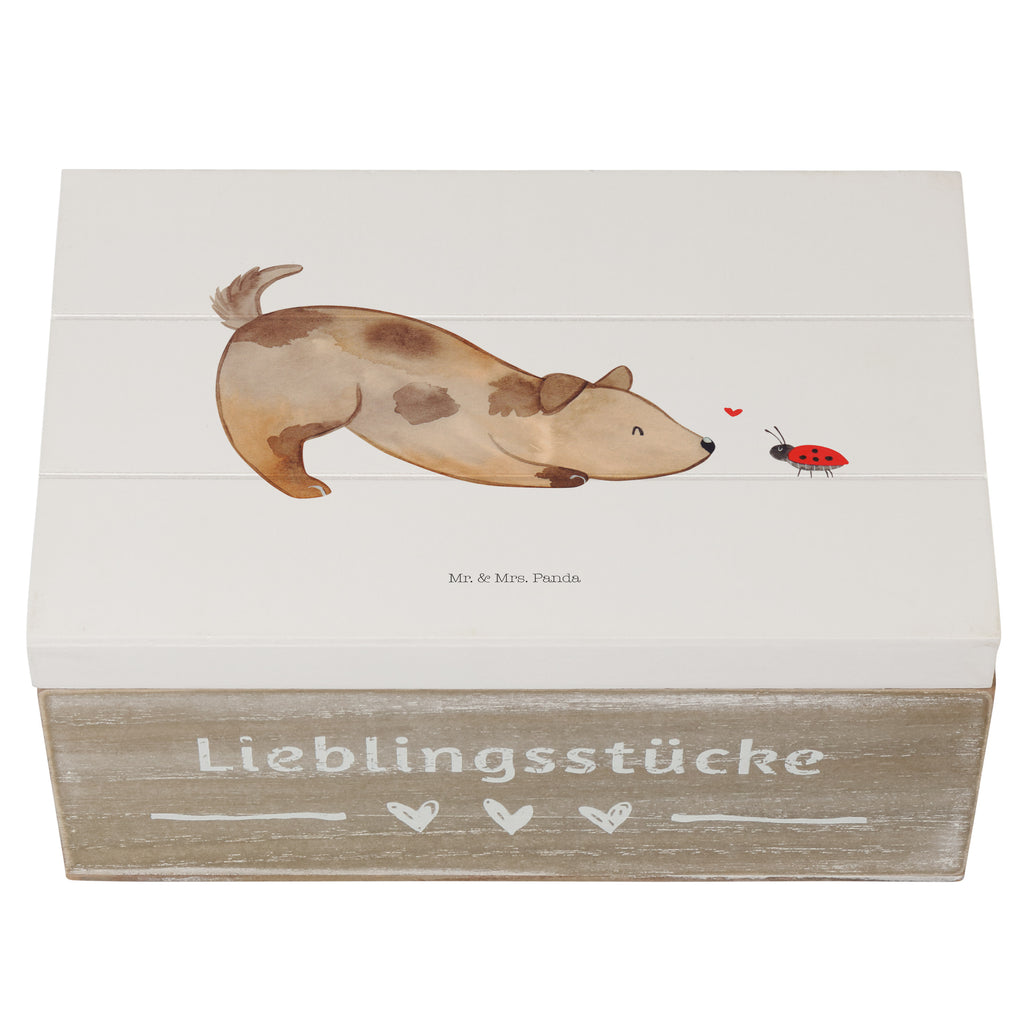 Holzkiste Hund Marienkäfer Holzkiste, Kiste, Schatzkiste, Truhe, Schatulle, XXL, Erinnerungsbox, Erinnerungskiste, Dekokiste, Aufbewahrungsbox, Hund, Hundemotiv, Haustier, Hunderasse, Tierliebhaber, Hundebesitzer, Sprüche, Hunde, Hundespruch, Marienkäfer, Mischling, Mischlinghund