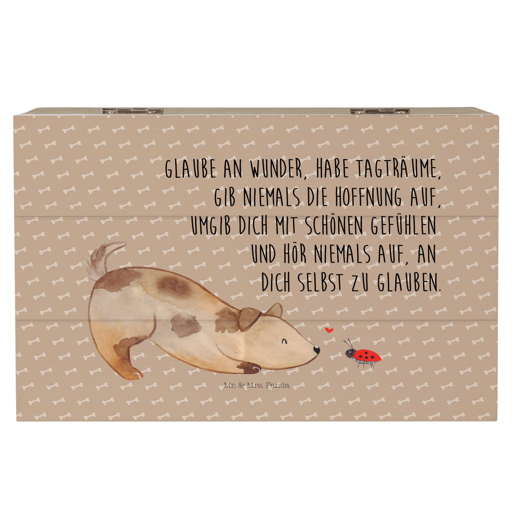 Holzkiste Hund Marienkäfer Holzkiste, Kiste, Schatzkiste, Truhe, Schatulle, XXL, Erinnerungsbox, Erinnerungskiste, Dekokiste, Aufbewahrungsbox, Hund, Hundemotiv, Haustier, Hunderasse, Tierliebhaber, Hundebesitzer, Sprüche, Hunde, Hundespruch, Marienkäfer, Mischling, Mischlinghund