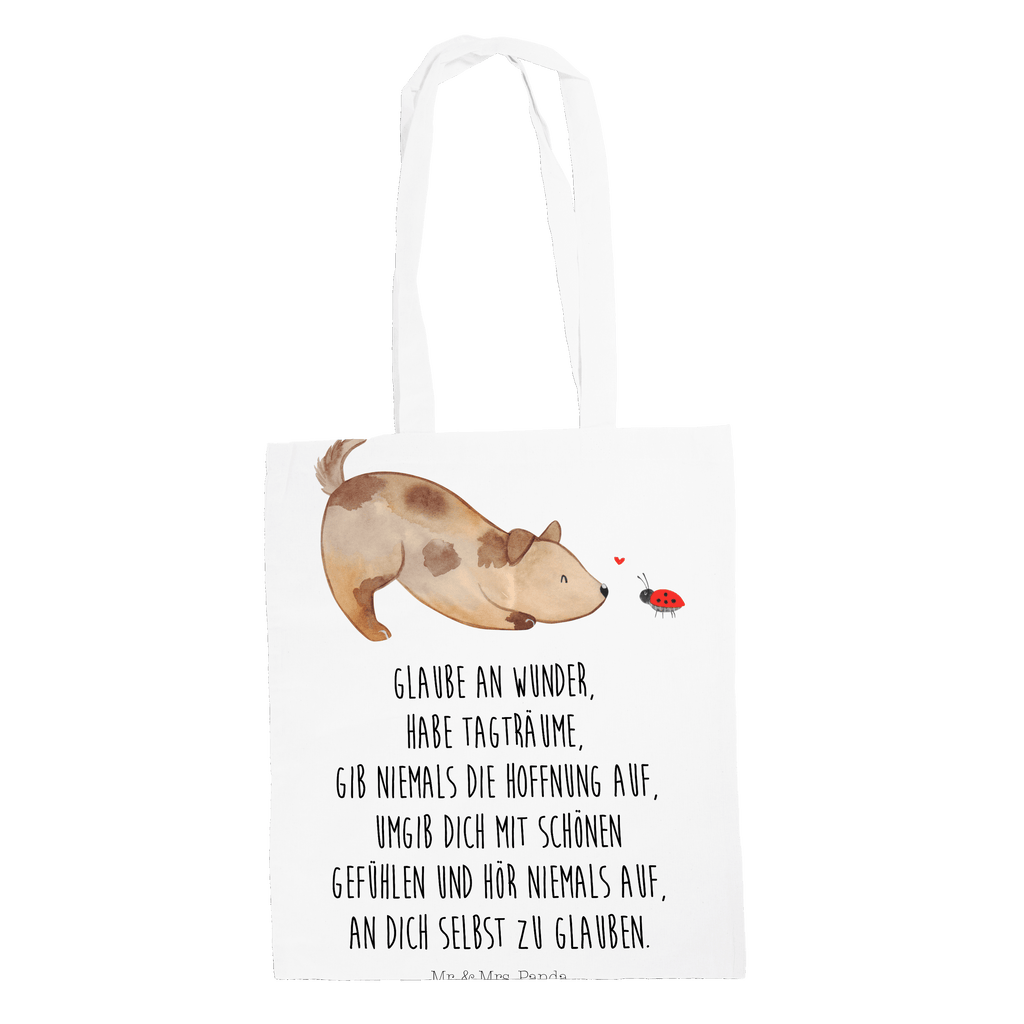 Tragetasche Hund Marienkäfer Beuteltasche, Beutel, Einkaufstasche, Jutebeutel, Stoffbeutel, Hund, Hundemotiv, Haustier, Hunderasse, Tierliebhaber, Hundebesitzer, Sprüche, Hunde, Hundespruch, Marienkäfer, Mischling, Mischlinghund
