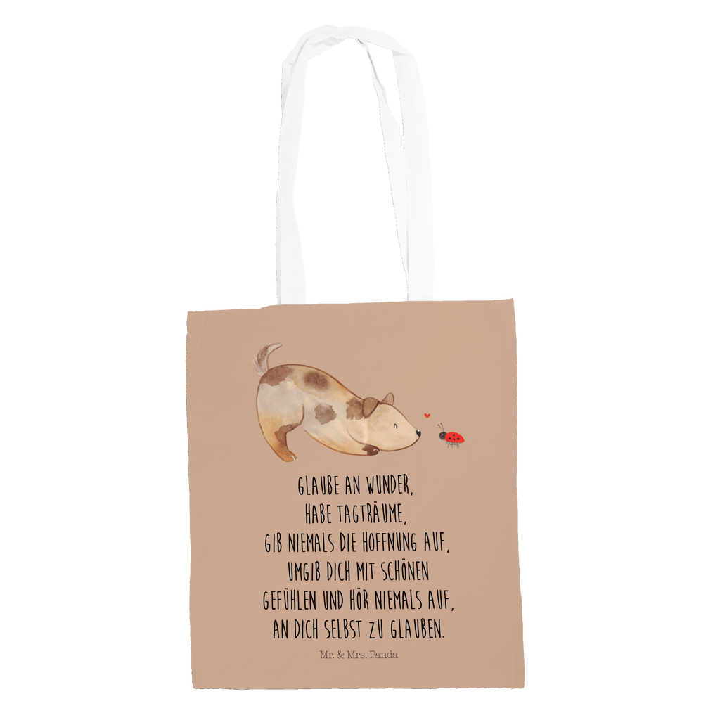 Tragetasche Hund Marienkäfer Beuteltasche, Beutel, Einkaufstasche, Jutebeutel, Stoffbeutel, Hund, Hundemotiv, Haustier, Hunderasse, Tierliebhaber, Hundebesitzer, Sprüche, Hunde, Hundespruch, Marienkäfer, Mischling, Mischlinghund