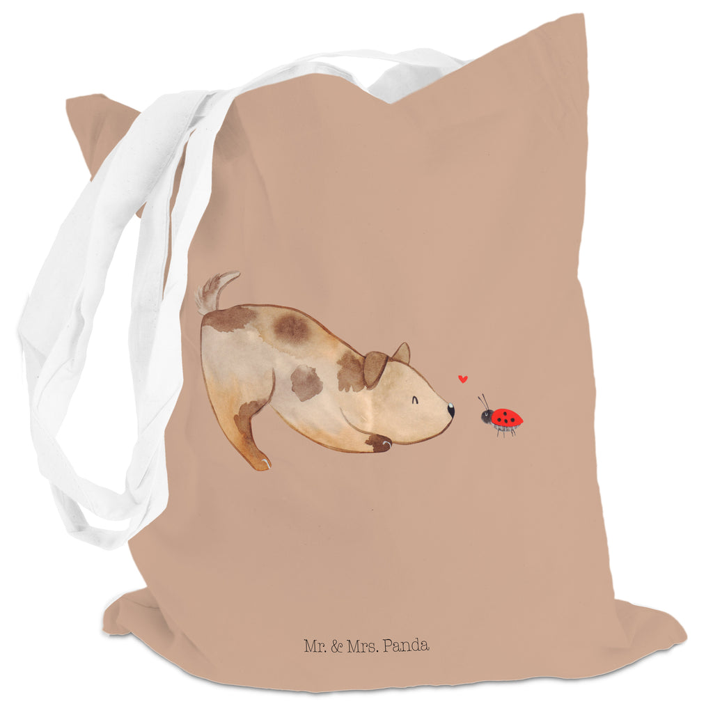 Tragetasche Hund Marienkäfer Beuteltasche, Beutel, Einkaufstasche, Jutebeutel, Stoffbeutel, Hund, Hundemotiv, Haustier, Hunderasse, Tierliebhaber, Hundebesitzer, Sprüche, Hunde, Hundespruch, Marienkäfer, Mischling, Mischlinghund