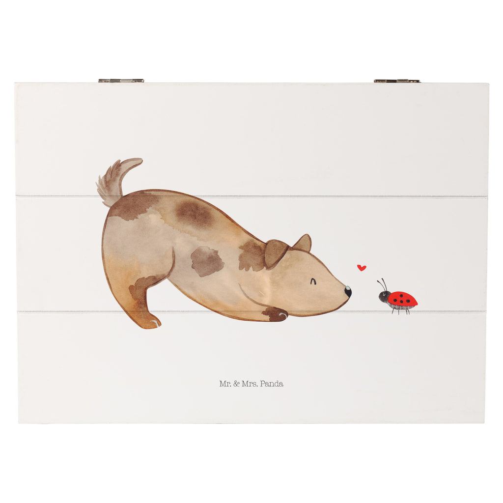 Holzkiste Hund Marienkäfer Holzkiste, Kiste, Schatzkiste, Truhe, Schatulle, XXL, Erinnerungsbox, Erinnerungskiste, Dekokiste, Aufbewahrungsbox, Hund, Hundemotiv, Haustier, Hunderasse, Tierliebhaber, Hundebesitzer, Sprüche, Hunde, Hundespruch, Marienkäfer, Mischling, Mischlinghund