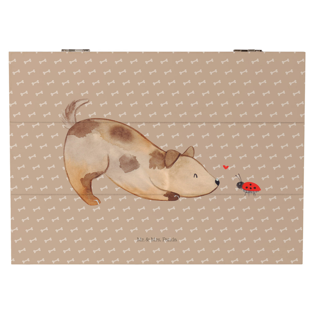 Holzkiste Hund Marienkäfer Holzkiste, Kiste, Schatzkiste, Truhe, Schatulle, XXL, Erinnerungsbox, Erinnerungskiste, Dekokiste, Aufbewahrungsbox, Hund, Hundemotiv, Haustier, Hunderasse, Tierliebhaber, Hundebesitzer, Sprüche, Hunde, Hundespruch, Marienkäfer, Mischling, Mischlinghund