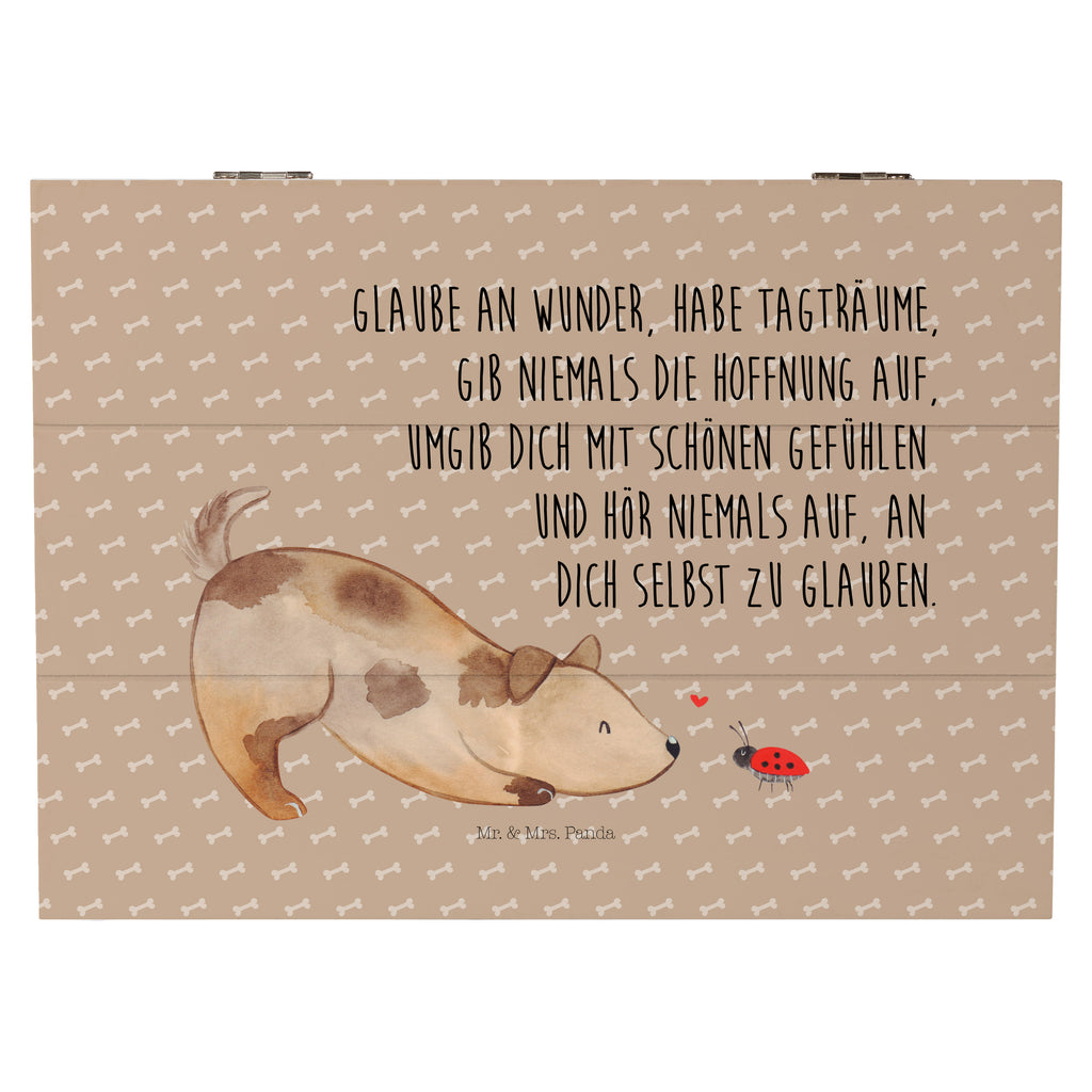 Holzkiste Hund Marienkäfer Holzkiste, Kiste, Schatzkiste, Truhe, Schatulle, XXL, Erinnerungsbox, Erinnerungskiste, Dekokiste, Aufbewahrungsbox, Hund, Hundemotiv, Haustier, Hunderasse, Tierliebhaber, Hundebesitzer, Sprüche, Hunde, Hundespruch, Marienkäfer, Mischling, Mischlinghund