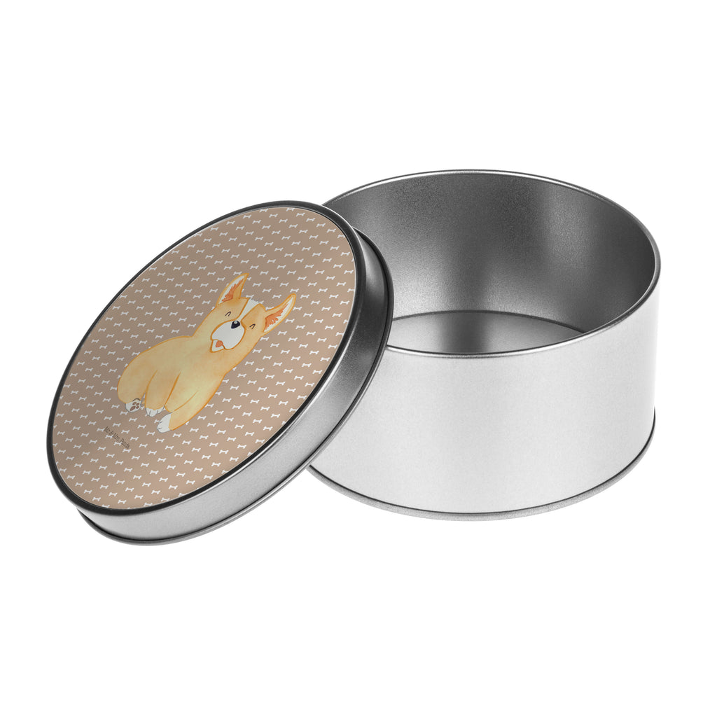 Blechdose rund Corgie Metalldose, Keksdose, Dose, Vorratsdose, Geschenkbox, Hund, Hundemotiv, Haustier, Hunderasse, Tierliebhaber, Hundebesitzer, Sprüche, Corgie, Welsh Corgie Pembroke, britisch, Motivation, Spruch, Hundespruch, Lebensfreude