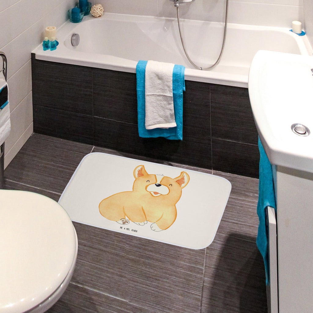Badvorleger Corgie Badematte, Badteppich, Duschvorleger, Badezimmerteppich, Badezimmermatte, Badvorleger, Duschmatte, Duschteppich, Hund, Hundemotiv, Haustier, Hunderasse, Tierliebhaber, Hundebesitzer, Sprüche, Corgie, Welsh Corgie Pembroke, britisch, Motivation, Spruch, Hundespruch, Lebensfreude