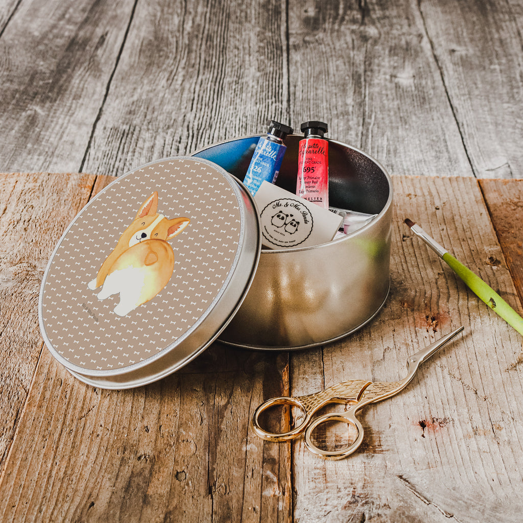 Blechdose rund Corgie Po Metalldose, Keksdose, Dose, Vorratsdose, Geschenkbox, Hund, Hundemotiv, Haustier, Hunderasse, Tierliebhaber, Hundebesitzer, Sprüche, Corgie, Hundeliebe, Motivation, Selbstliebe, Spruch
