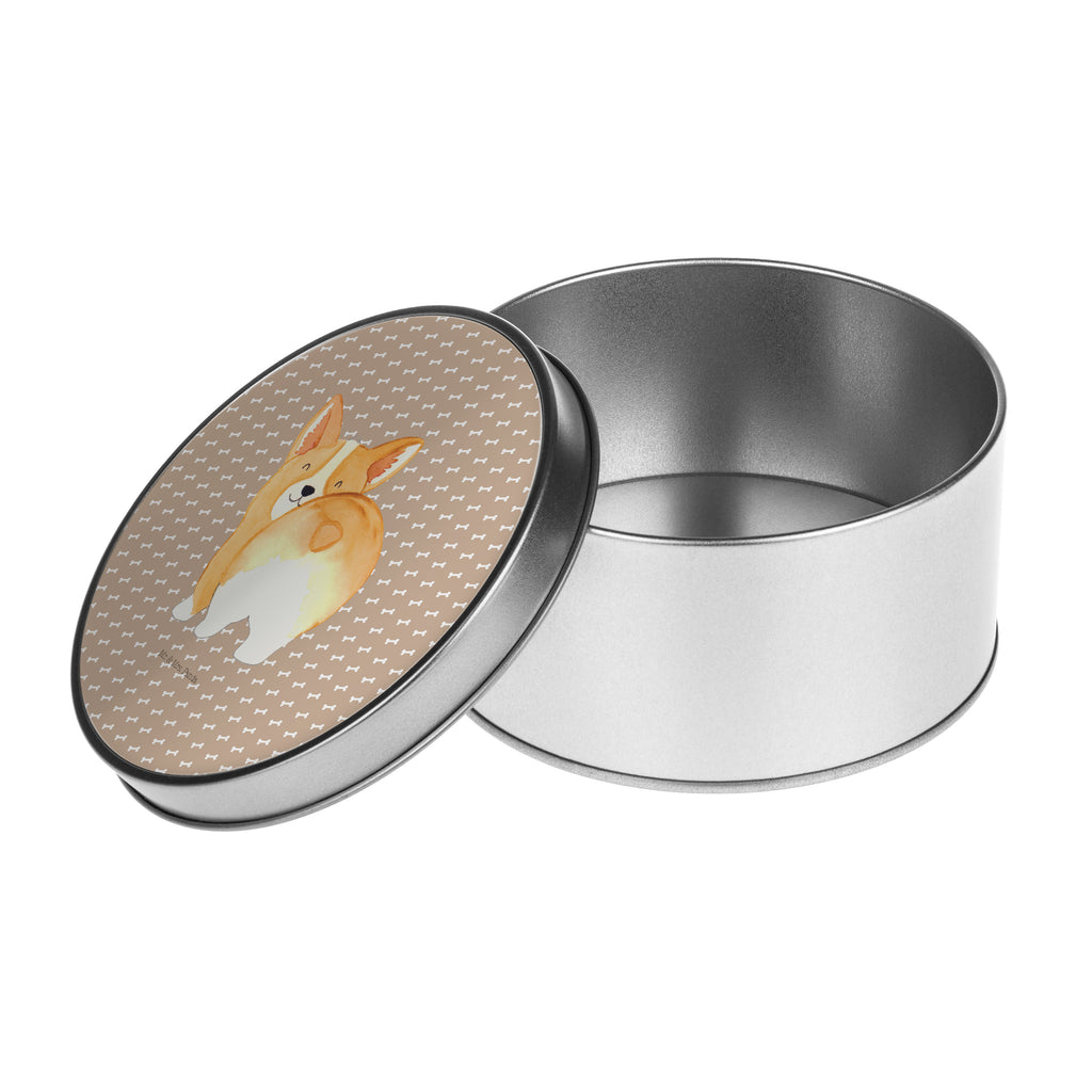 Blechdose rund Corgie Po Metalldose, Keksdose, Dose, Vorratsdose, Geschenkbox, Hund, Hundemotiv, Haustier, Hunderasse, Tierliebhaber, Hundebesitzer, Sprüche, Corgie, Hundeliebe, Motivation, Selbstliebe, Spruch