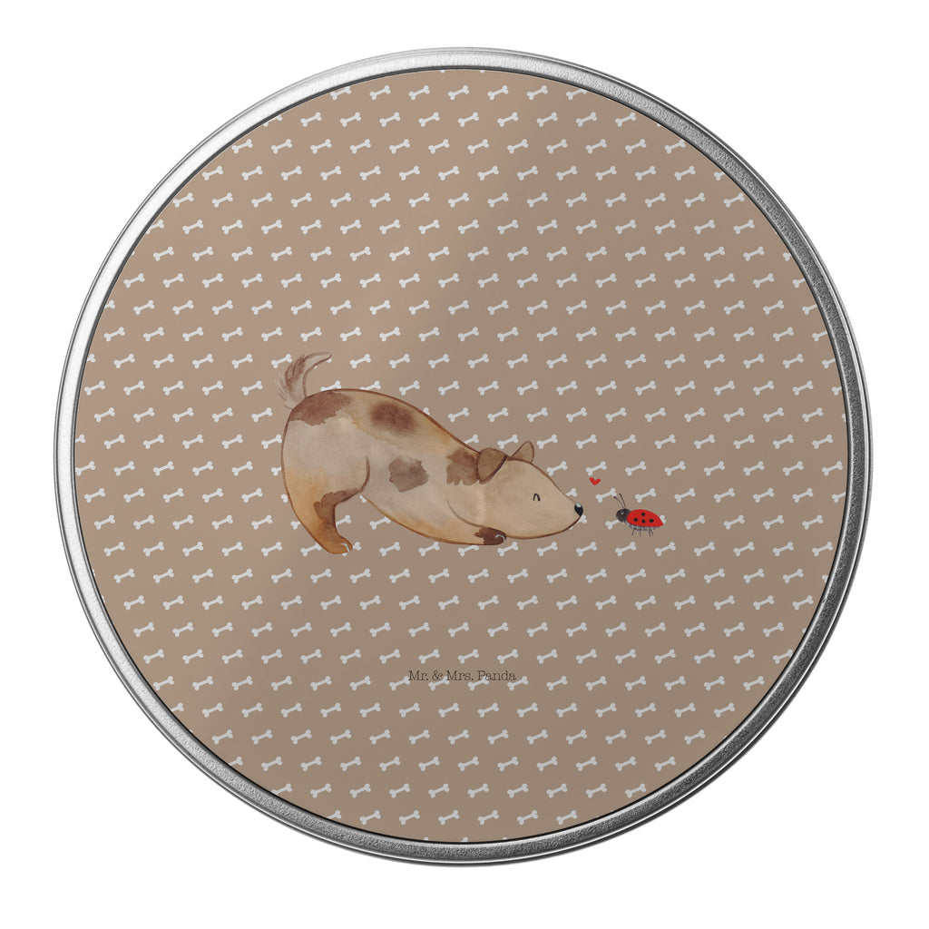 Blechdose rund Hund Marienkäfer Metalldose, Keksdose, Dose, Vorratsdose, Geschenkbox, Hund, Hundemotiv, Haustier, Hunderasse, Tierliebhaber, Hundebesitzer, Sprüche, Hunde, Hundespruch, Marienkäfer, Mischling, Mischlinghund