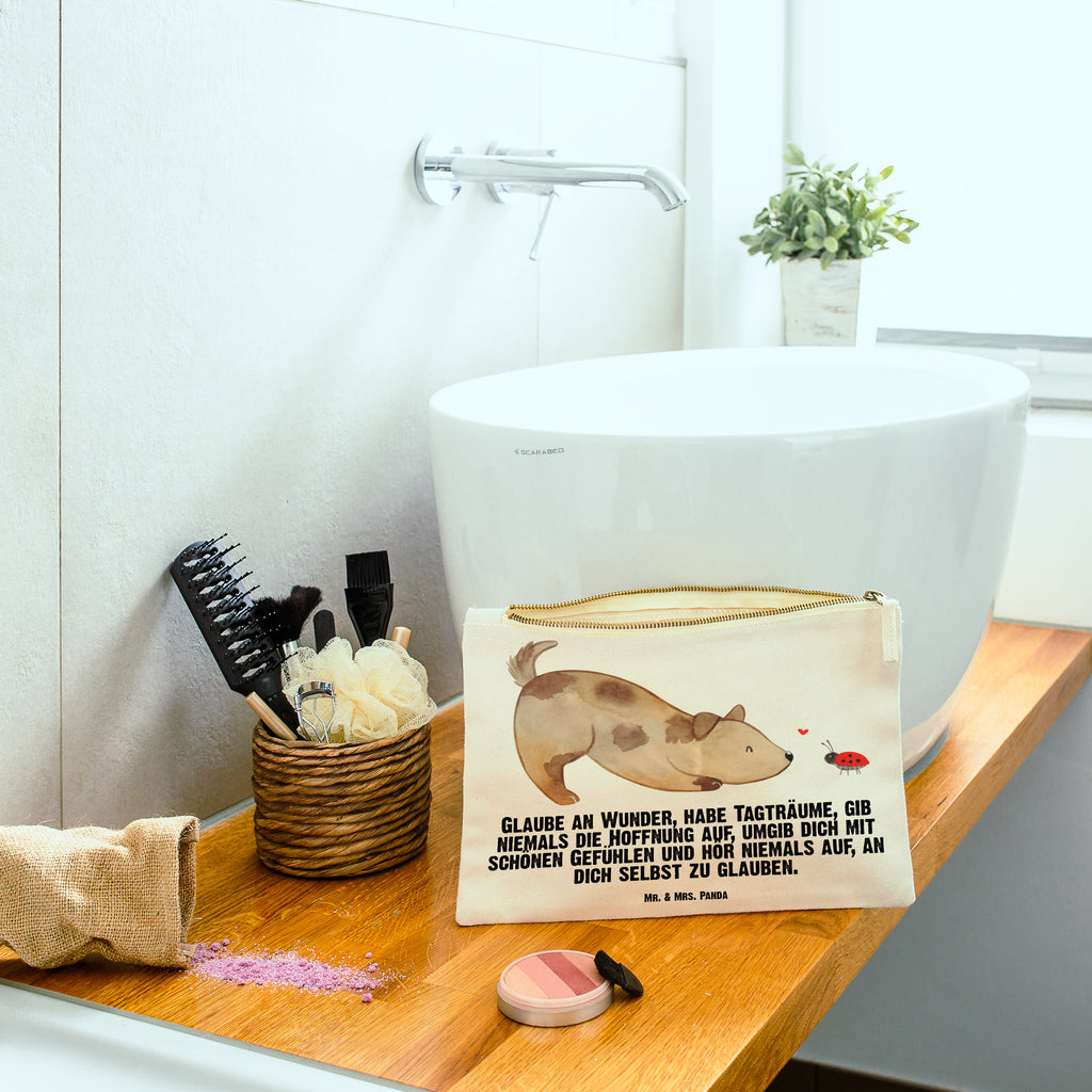 Schminktasche Hund Marienkäfer Schminktasche, Kosmetiktasche, Kosmetikbeutel, Stiftemäppchen, Etui, Federmappe, Makeup, XXL, Schminketui, Kosmetiketui, Schlamperetui, Hund, Hundemotiv, Haustier, Hunderasse, Tierliebhaber, Hundebesitzer, Sprüche, Hunde, Hundespruch, Marienkäfer, Mischling, Mischlinghund