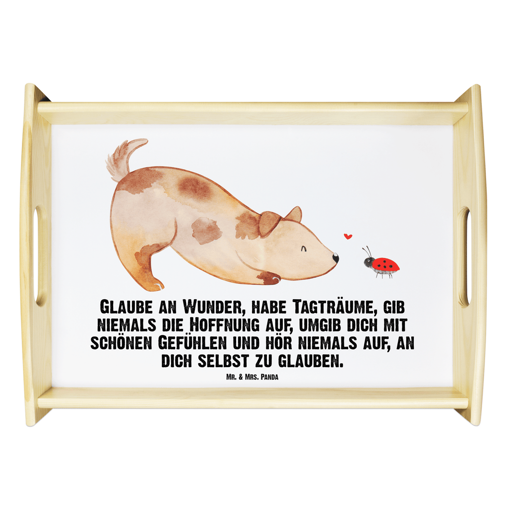 Serviertablett Hund Marienkäfer Tablett, Holztablett, Küchentablett, Dekotablett, Frühstückstablett, Hund, Hundemotiv, Haustier, Hunderasse, Tierliebhaber, Hundebesitzer, Sprüche, Hunde, Hundespruch, Marienkäfer, Mischling, Mischlinghund