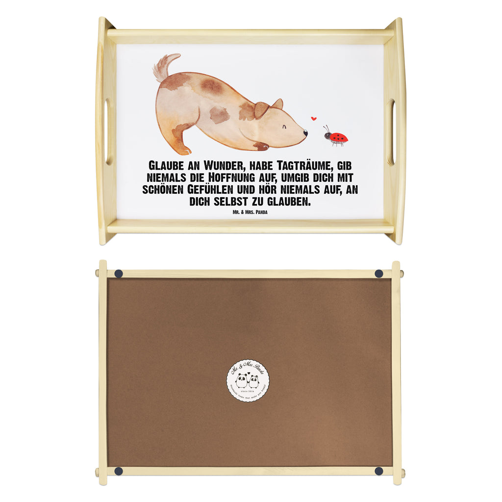 Serviertablett Hund Marienkäfer Tablett, Holztablett, Küchentablett, Dekotablett, Frühstückstablett, Hund, Hundemotiv, Haustier, Hunderasse, Tierliebhaber, Hundebesitzer, Sprüche, Hunde, Hundespruch, Marienkäfer, Mischling, Mischlinghund