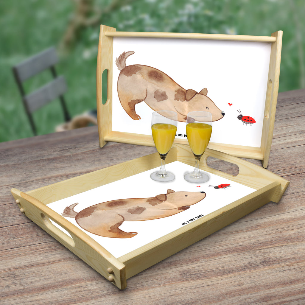 Serviertablett Hund Marienkäfer Tablett, Holztablett, Küchentablett, Dekotablett, Frühstückstablett, Hund, Hundemotiv, Haustier, Hunderasse, Tierliebhaber, Hundebesitzer, Sprüche, Hunde, Hundespruch, Marienkäfer, Mischling, Mischlinghund
