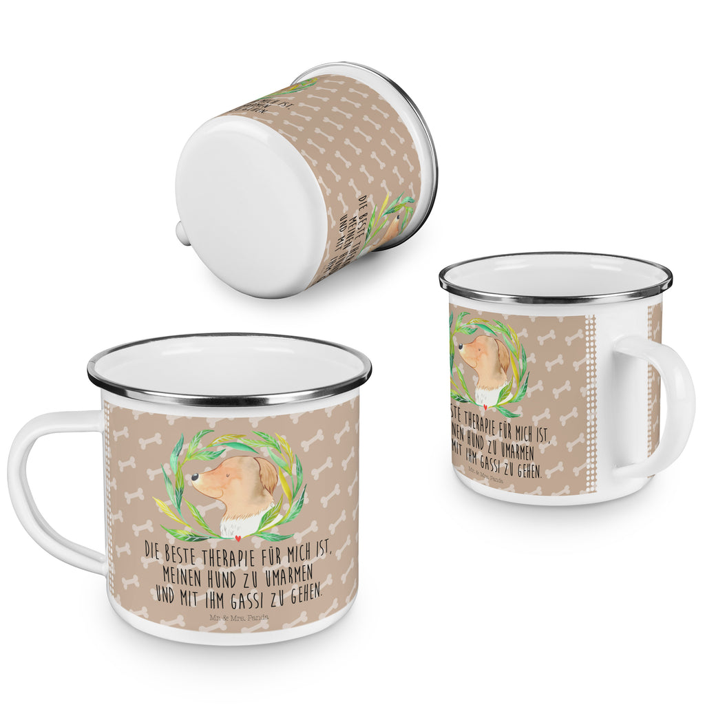 Camping Emaille Tasse Hund Ranke Campingtasse, Trinkbecher, Metalltasse, Outdoor Tasse, Emaille Trinkbecher, Blechtasse Outdoor, Emaille Campingbecher, Edelstahl Trinkbecher, Metalltasse für Camping, Kaffee Blechtasse, Camping Tasse Metall, Hund, Hundemotiv, Haustier, Hunderasse, Tierliebhaber, Hundebesitzer, Sprüche, Ranke, Therapie, Selbsttherapie, Hundeliebe, Hundeglück, Hunde