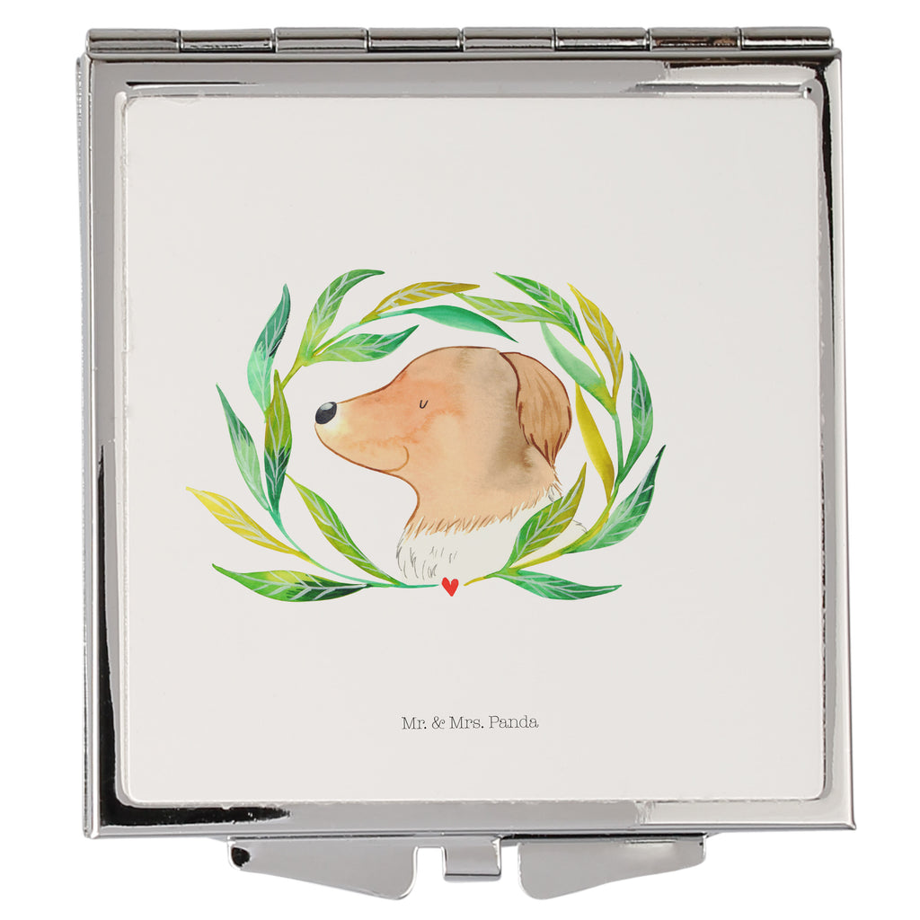 Handtaschenspiegel quadratisch Hund Ranke Spiegel, Handtasche, Quadrat, silber, schminken, Schminkspiegel, Hund, Hundemotiv, Haustier, Hunderasse, Tierliebhaber, Hundebesitzer, Sprüche, Ranke, Therapie, Selbsttherapie, Hundeliebe, Hundeglück, Hunde