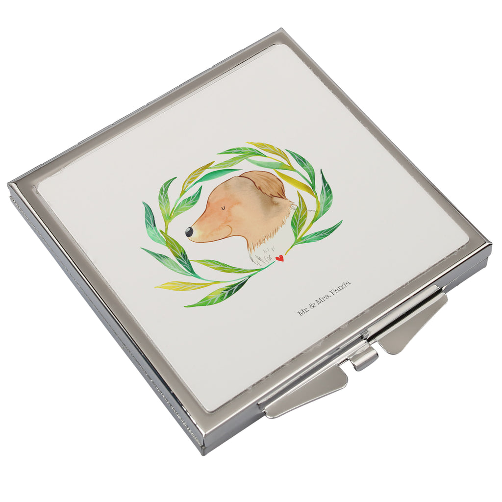 Handtaschenspiegel quadratisch Hund Ranke Spiegel, Handtasche, Quadrat, silber, schminken, Schminkspiegel, Hund, Hundemotiv, Haustier, Hunderasse, Tierliebhaber, Hundebesitzer, Sprüche, Ranke, Therapie, Selbsttherapie, Hundeliebe, Hundeglück, Hunde