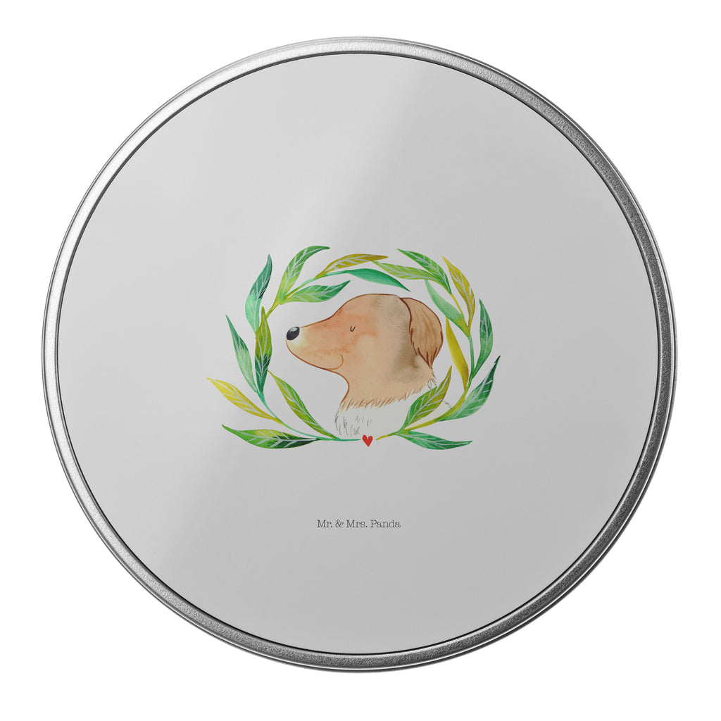 Blechdose rund Hund Ranke Metalldose, Keksdose, Dose, Vorratsdose, Geschenkbox, Hund, Hundemotiv, Haustier, Hunderasse, Tierliebhaber, Hundebesitzer, Sprüche, Ranke, Therapie, Selbsttherapie, Hundeliebe, Hundeglück, Hunde