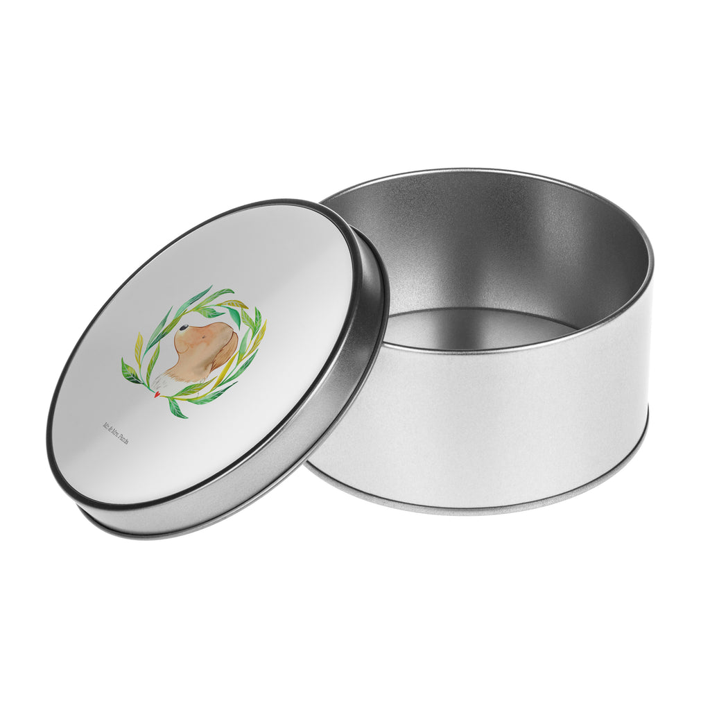 Blechdose rund Hund Ranke Metalldose, Keksdose, Dose, Vorratsdose, Geschenkbox, Hund, Hundemotiv, Haustier, Hunderasse, Tierliebhaber, Hundebesitzer, Sprüche, Ranke, Therapie, Selbsttherapie, Hundeliebe, Hundeglück, Hunde