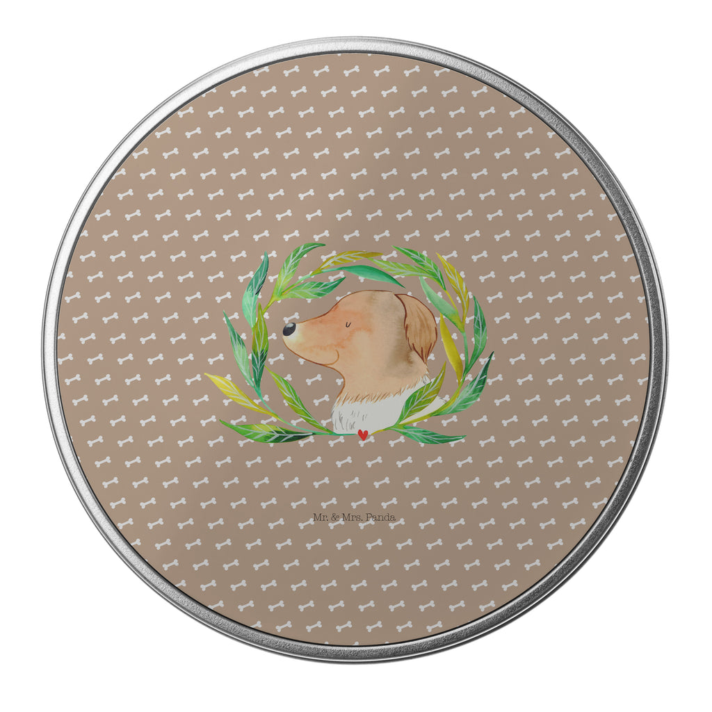 Blechdose rund Hund Ranke Metalldose, Keksdose, Dose, Vorratsdose, Geschenkbox, Hund, Hundemotiv, Haustier, Hunderasse, Tierliebhaber, Hundebesitzer, Sprüche, Ranke, Therapie, Selbsttherapie, Hundeliebe, Hundeglück, Hunde