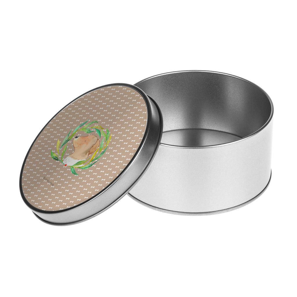 Blechdose rund Hund Ranke Metalldose, Keksdose, Dose, Vorratsdose, Geschenkbox, Hund, Hundemotiv, Haustier, Hunderasse, Tierliebhaber, Hundebesitzer, Sprüche, Ranke, Therapie, Selbsttherapie, Hundeliebe, Hundeglück, Hunde