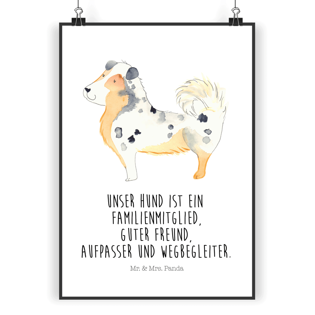 Poster Australien Shepherd Poster, Wandposter, Bild, Wanddeko, Küchenposter, Kinderposter, Wanddeko Bild, Raumdekoration, Wanddekoration, Handgemaltes Poster, Mr. & Mrs. Panda Poster, Designposter, Kunstdruck, Posterdruck, Hund, Hundemotiv, Haustier, Hunderasse, Tierliebhaber, Hundebesitzer, Sprüche, Australien Shepherd, Shepherd, Hundeliebe, Familienhund, Spruch