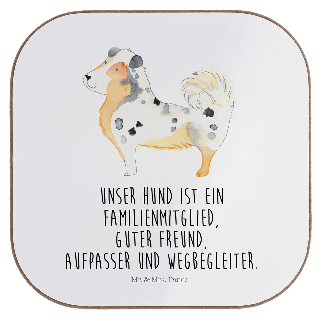 Quadratische Untersetzer Australien Shepherd Bierdeckel, Glasuntersetzer, Untersetzer Gläser, Getränkeuntersetzer, Hund, Hundemotiv, Haustier, Hunderasse, Tierliebhaber, Hundebesitzer, Sprüche, Australien Shepherd, Shepherd, Hundeliebe, Familienhund, Spruch