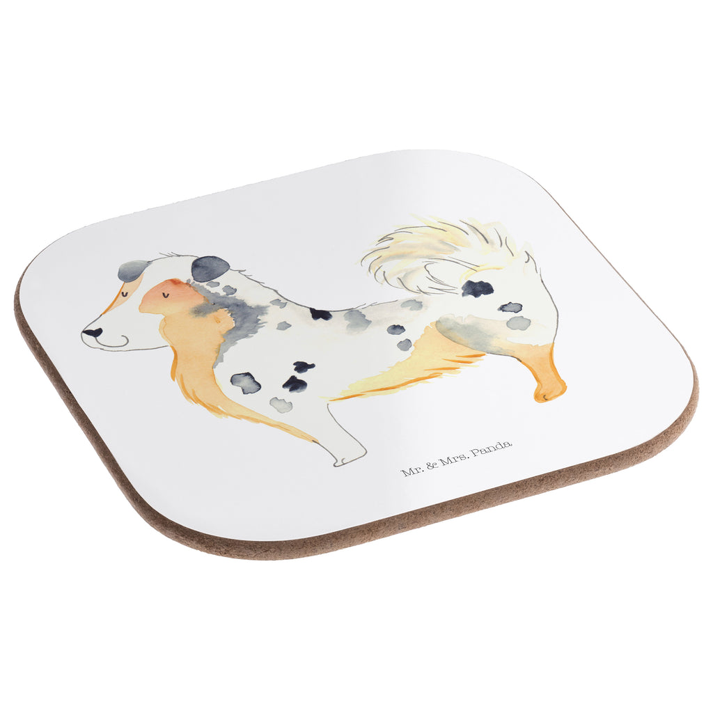 Quadratische Untersetzer Australien Shepherd Bierdeckel, Glasuntersetzer, Untersetzer Gläser, Getränkeuntersetzer, Hund, Hundemotiv, Haustier, Hunderasse, Tierliebhaber, Hundebesitzer, Sprüche, Australien Shepherd, Shepherd, Hundeliebe, Familienhund, Spruch