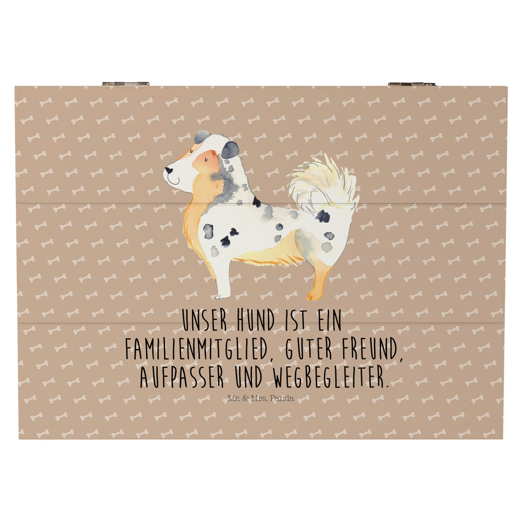 Holzkiste Australien Shepherd Holzkiste, Kiste, Schatzkiste, Truhe, Schatulle, XXL, Erinnerungsbox, Erinnerungskiste, Dekokiste, Aufbewahrungsbox, Hund, Hundemotiv, Haustier, Hunderasse, Tierliebhaber, Hundebesitzer, Sprüche, Australien Shepherd, Shepherd, Hundeliebe, Familienhund, Spruch