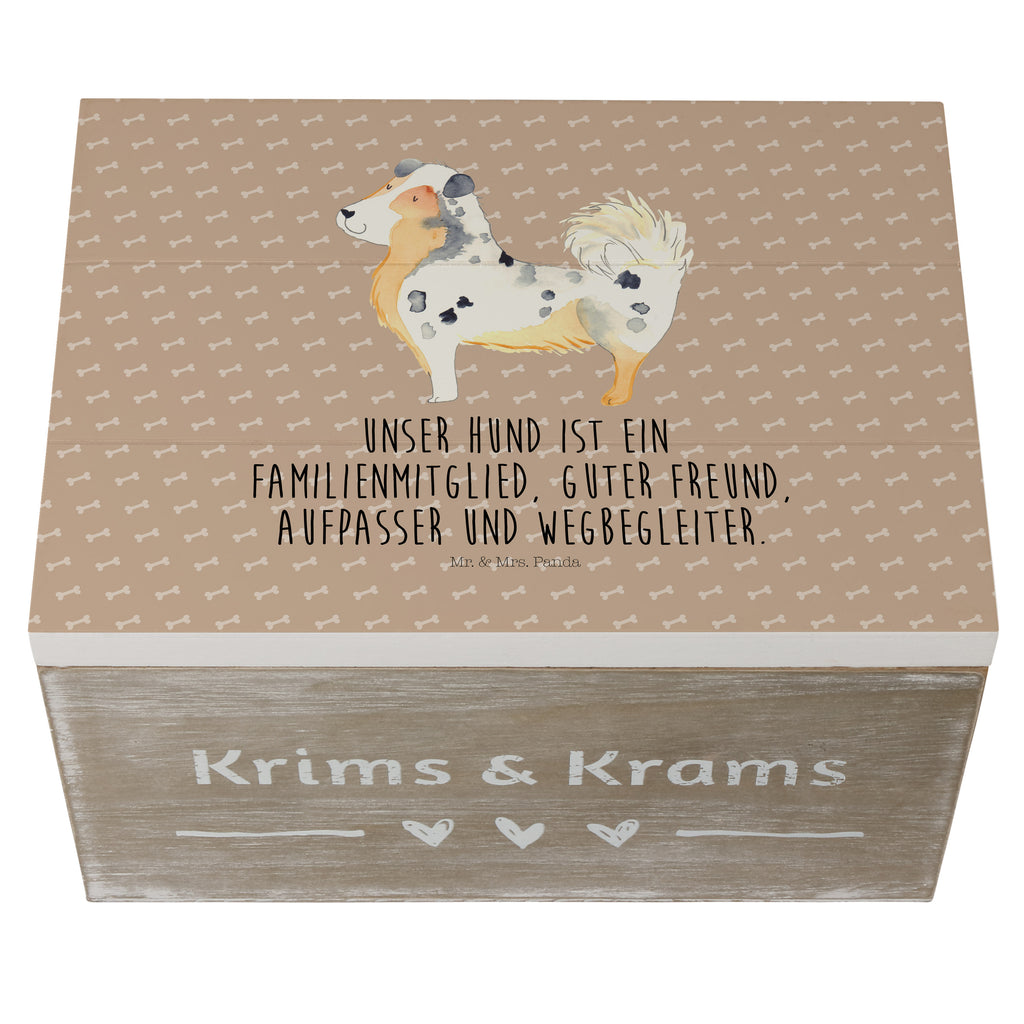 Holzkiste Australien Shepherd Holzkiste, Kiste, Schatzkiste, Truhe, Schatulle, XXL, Erinnerungsbox, Erinnerungskiste, Dekokiste, Aufbewahrungsbox, Hund, Hundemotiv, Haustier, Hunderasse, Tierliebhaber, Hundebesitzer, Sprüche, Australien Shepherd, Shepherd, Hundeliebe, Familienhund, Spruch