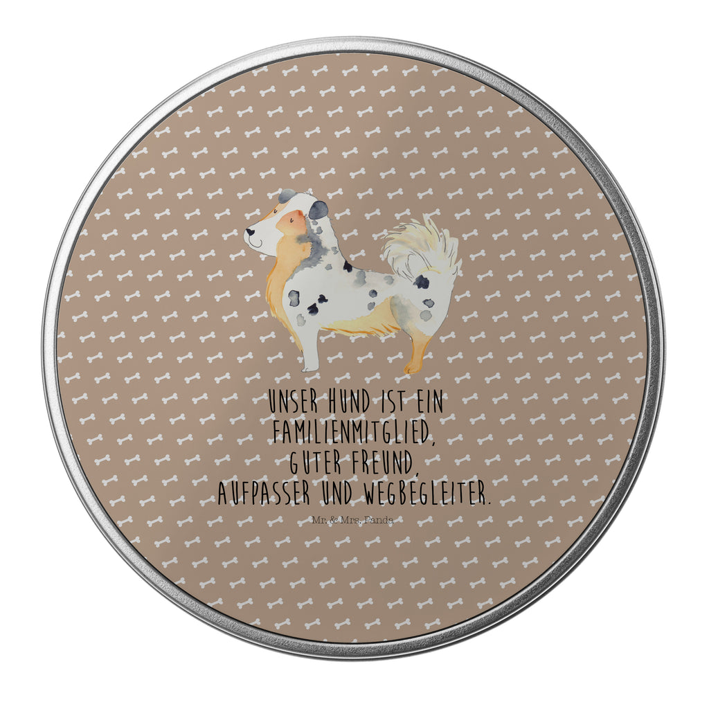 Blechdose rund Australien Shepherd Metalldose, Keksdose, Dose, Vorratsdose, Geschenkbox, Hund, Hundemotiv, Haustier, Hunderasse, Tierliebhaber, Hundebesitzer, Sprüche, Australien Shepherd, Shepherd, Hundeliebe, Familienhund, Spruch
