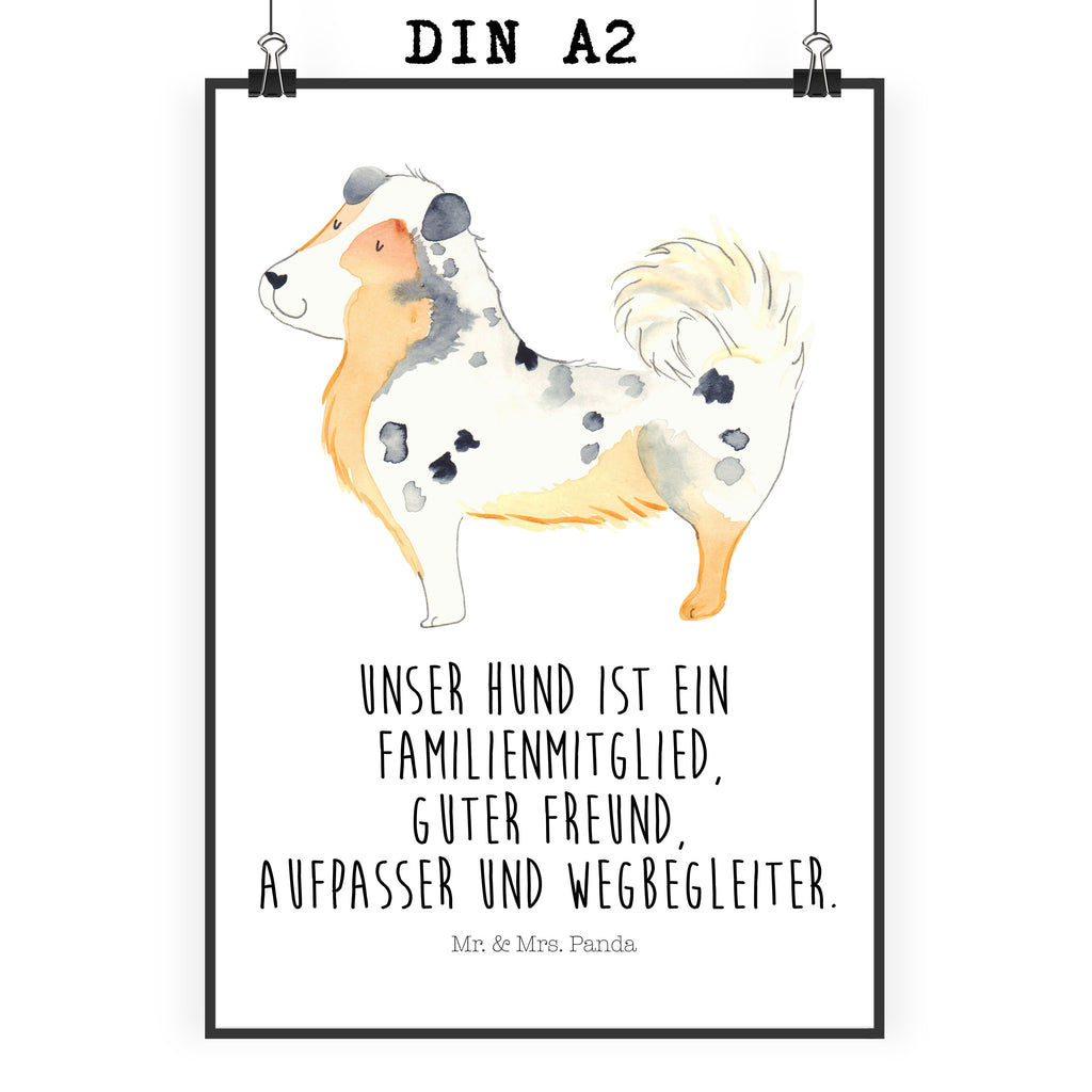 Poster Australien Shepherd Poster, Wandposter, Bild, Wanddeko, Küchenposter, Kinderposter, Wanddeko Bild, Raumdekoration, Wanddekoration, Handgemaltes Poster, Mr. & Mrs. Panda Poster, Designposter, Kunstdruck, Posterdruck, Hund, Hundemotiv, Haustier, Hunderasse, Tierliebhaber, Hundebesitzer, Sprüche, Australien Shepherd, Shepherd, Hundeliebe, Familienhund, Spruch