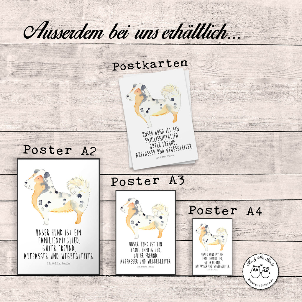 Poster Australien Shepherd Poster, Wandposter, Bild, Wanddeko, Küchenposter, Kinderposter, Wanddeko Bild, Raumdekoration, Wanddekoration, Handgemaltes Poster, Mr. & Mrs. Panda Poster, Designposter, Kunstdruck, Posterdruck, Hund, Hundemotiv, Haustier, Hunderasse, Tierliebhaber, Hundebesitzer, Sprüche, Australien Shepherd, Shepherd, Hundeliebe, Familienhund, Spruch
