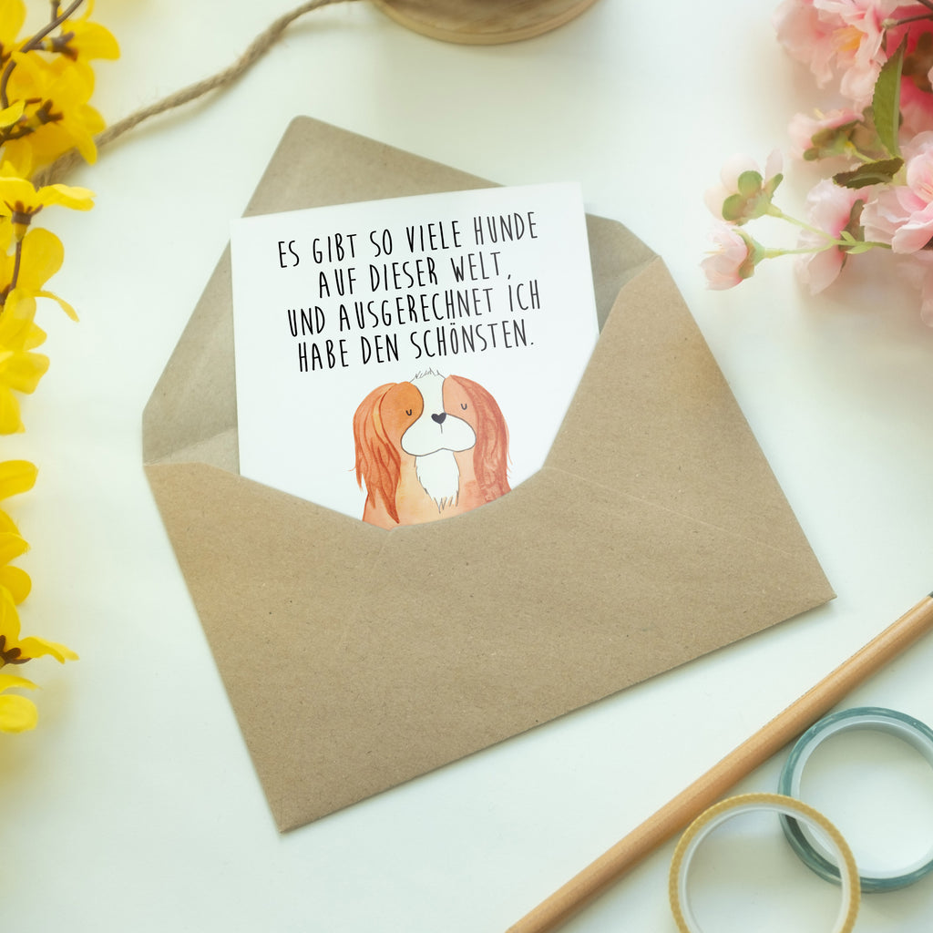 Grußkarte Cavalier King Charles Spaniel Klappkarte, Einladungskarte, Glückwunschkarte, Hochzeitskarte, Geburtstagskarte, Karte, Hund, Hundemotiv, Haustier, Hunderasse, Tierliebhaber, Hundebesitzer, Sprüche, Cavalier King Charles Spaniel, Cockerspaniel, Spaniel, Spruch, schönster Hund