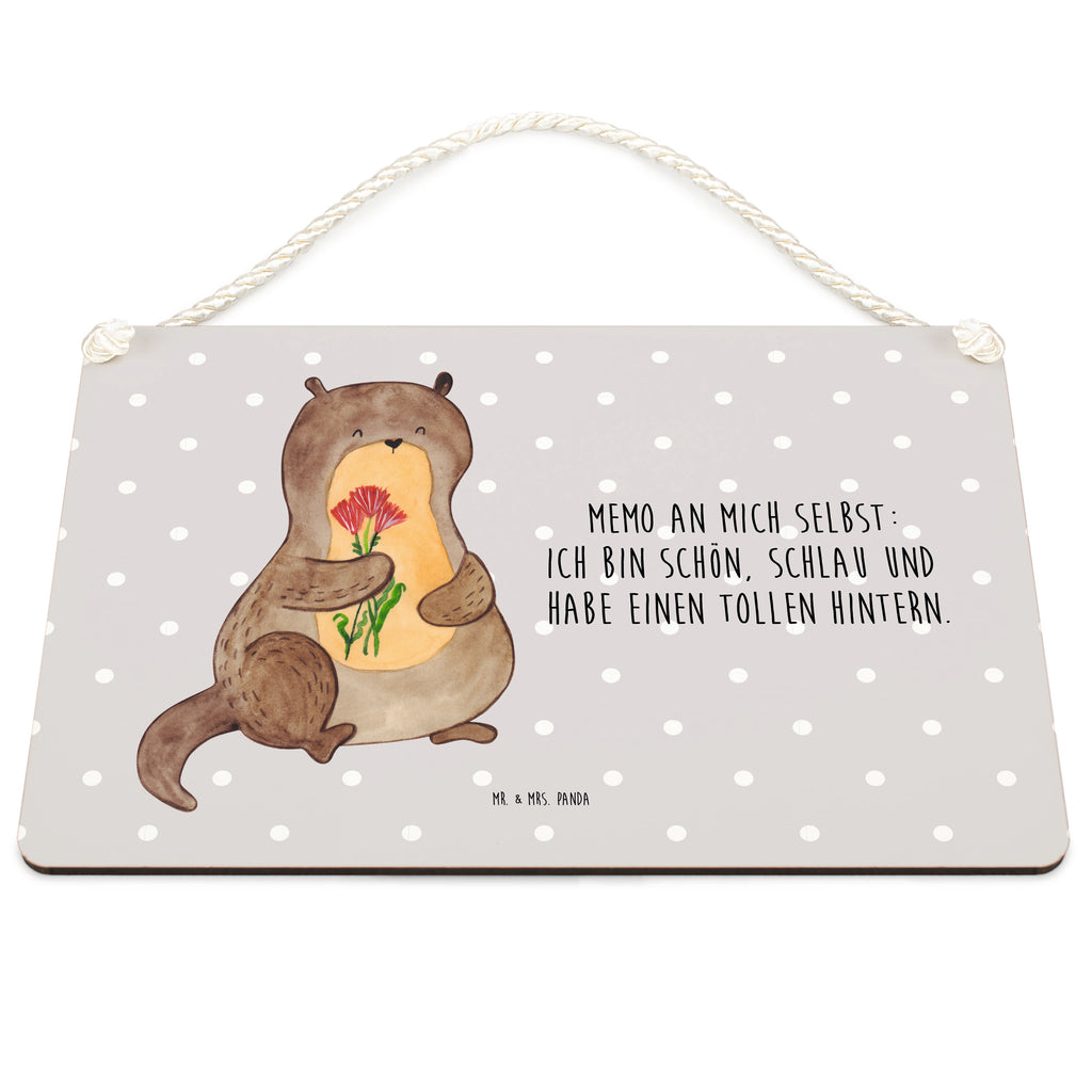 Deko Schild Otter Blumenstrauß Dekoschild, Deko Schild, Schild, Tür Schild, Türschild, Holzschild, Wandschild, Wanddeko, Otter, Fischotter, Seeotter, Otter Seeotter See Otter