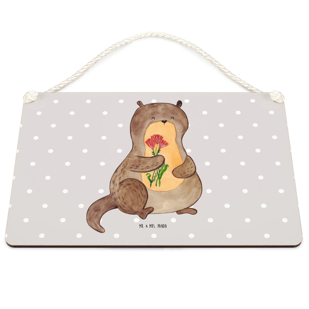 Deko Schild Otter Blumenstrauß Dekoschild, Deko Schild, Schild, Tür Schild, Türschild, Holzschild, Wandschild, Wanddeko, Otter, Fischotter, Seeotter, Otter Seeotter See Otter