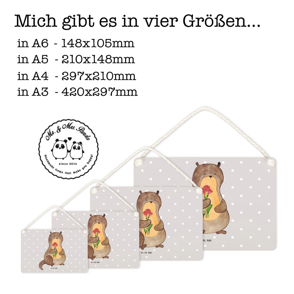 Deko Schild Otter Blumenstrauß Dekoschild, Deko Schild, Schild, Tür Schild, Türschild, Holzschild, Wandschild, Wanddeko, Otter, Fischotter, Seeotter, Otter Seeotter See Otter