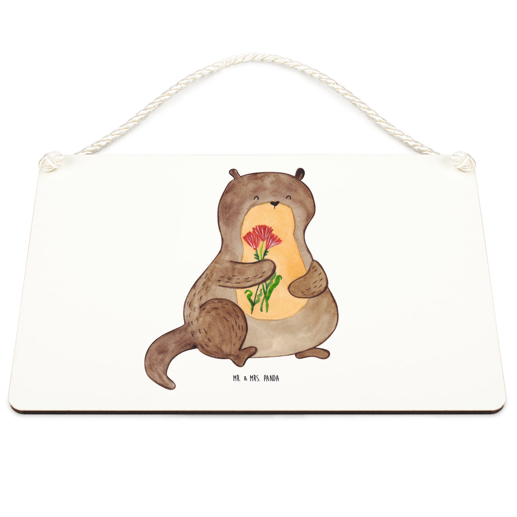 Deko Schild Otter Blumenstrauß Dekoschild, Deko Schild, Schild, Tür Schild, Türschild, Holzschild, Wandschild, Wanddeko, Otter, Fischotter, Seeotter, Otter Seeotter See Otter