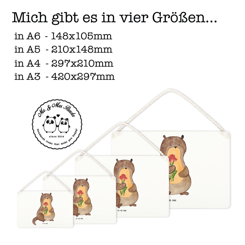 Deko Schild Otter Blumenstrauß Dekoschild, Deko Schild, Schild, Tür Schild, Türschild, Holzschild, Wandschild, Wanddeko, Otter, Fischotter, Seeotter, Otter Seeotter See Otter