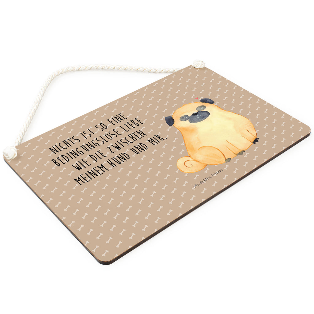 Deko Schild Mops Dekoschild, Deko Schild, Schild, Tür Schild, Türschild, Holzschild, Wandschild, Wanddeko, Hund, Hundemotiv, Haustier, Hunderasse, Tierliebhaber, Hundebesitzer, Sprüche, Mops, Liebe, Hundeliebe