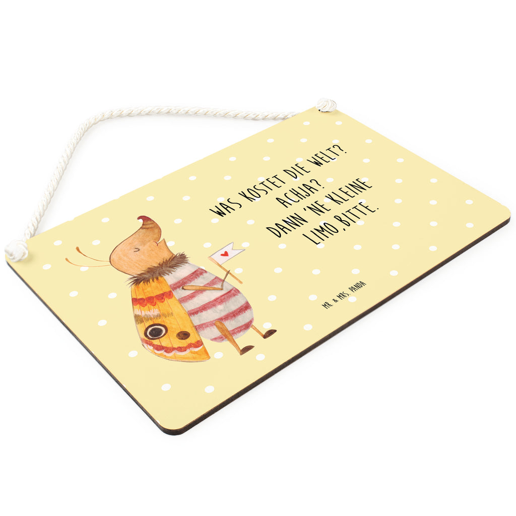 Deko Schild Nachtfalter mit Fähnchen Dekoschild, Deko Schild, Schild, Tür Schild, Türschild, Holzschild, Wandschild, Wanddeko, Tiermotive, Gute Laune, lustige Sprüche, Tiere, Nachtfalter, Käfer, Spruch lustig, Spruch witzig, süß, niedlich, Küche Deko, Was kostet die Welt