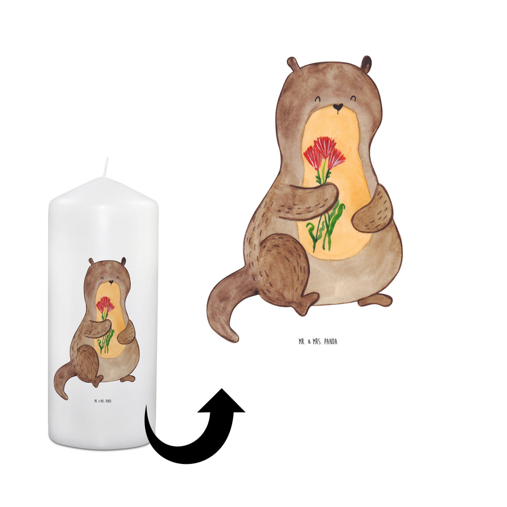 Kerze Otter Blumenstrauß Kerze, Taufkerze, Kommunionskerze, Geburtstagskerze, Geschenk Kerze, Taufgeschenk Kerze, Kerze mit Druck, Besondere Kerze, Geschenkidee Kerze, Kerze für Kommunion, Geburtstag Kerze, Kommunion Kerze, Otter, Fischotter, Seeotter, Otter Seeotter See Otter